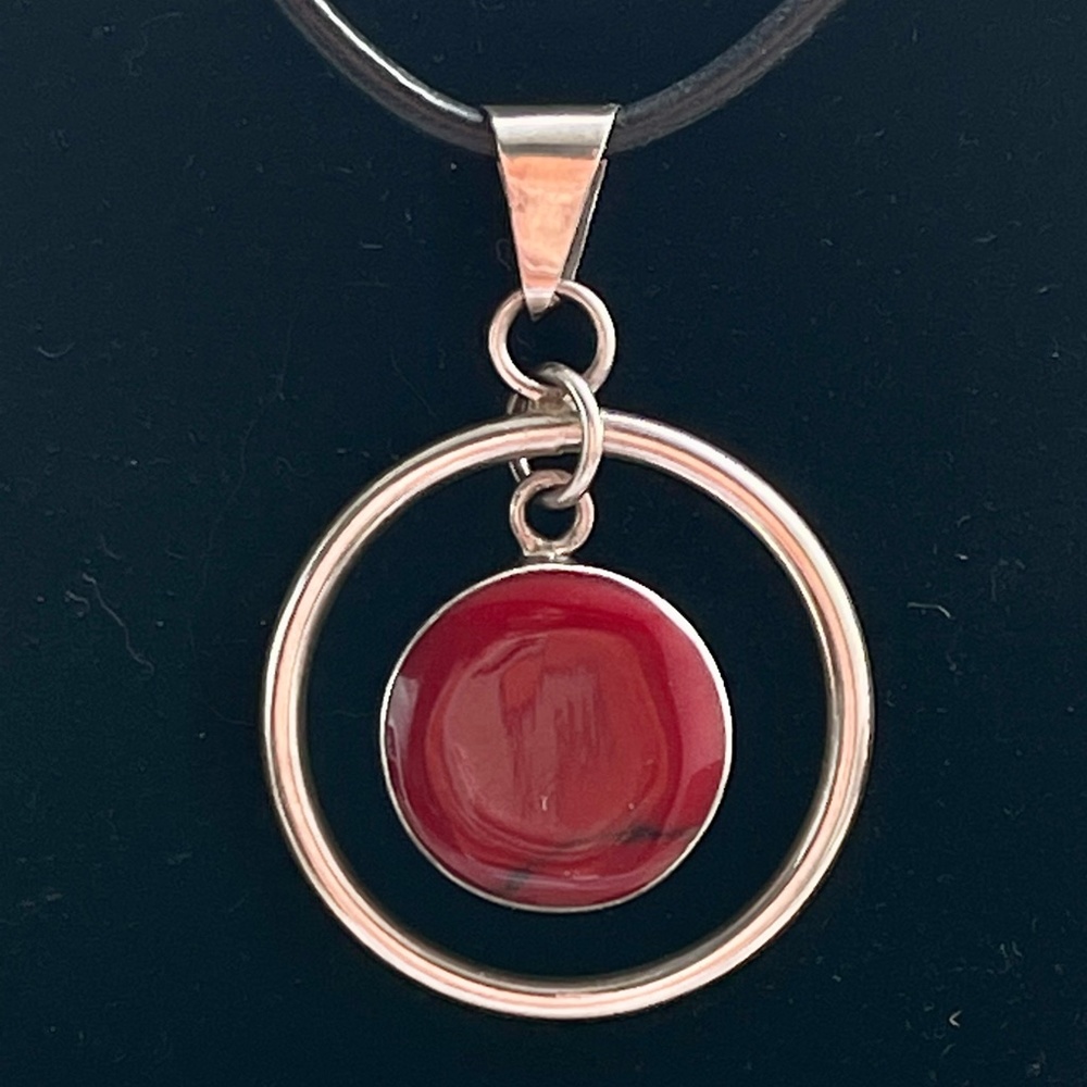 Vtg  Red Jasper Mobile Sterling Silver Pendant